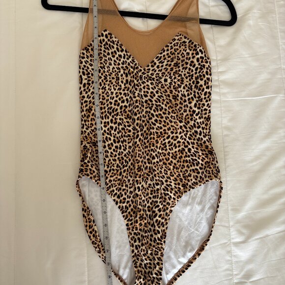 Norma Kamali Racer Deep-V Combo Mio Leopard Mesh One Piece Swimsuit Medium RARE - Picture 6 of 11